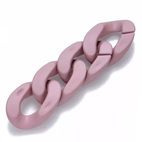 30x21mm Oval Twisted Acrylic Link - Opaque Antique Pink Mat x1