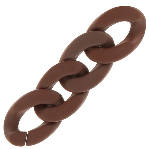 30x21mm Oval Twisted Acrylic Link - Opaque Brown Mat x1