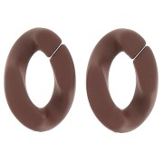 30x21mm Oval Twisted Acrylic Link - Opaque Brown Mat x1