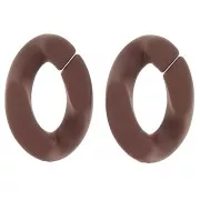 30x21mm Oval Twisted Acrylic Link - Opaque Brown Mat x1