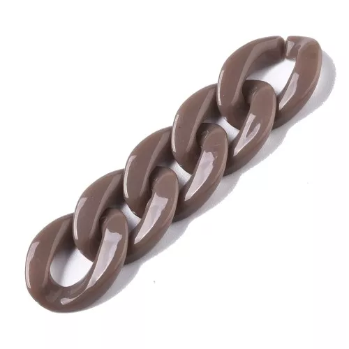 22.5x16.5mm Oval Twisted Acrylic Link - Brown x1