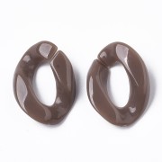 22.5x16.5mm Oval Twisted Acrylic Link - Brown x1
