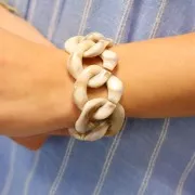 31x29mm Square twisted acrylic link - White - Marbled Brown x1