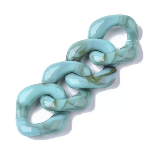 31x29mm Square twisted acrylic link - Marbled Turquoise x1