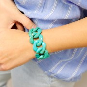 31x29mm Square twisted acrylic link - Marbled Turquoise x1