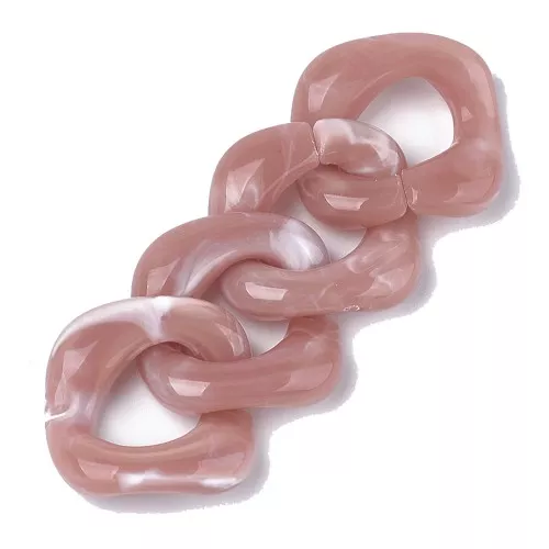31x29mm Square twisted acrylic link - Marbled Antique Pink x1