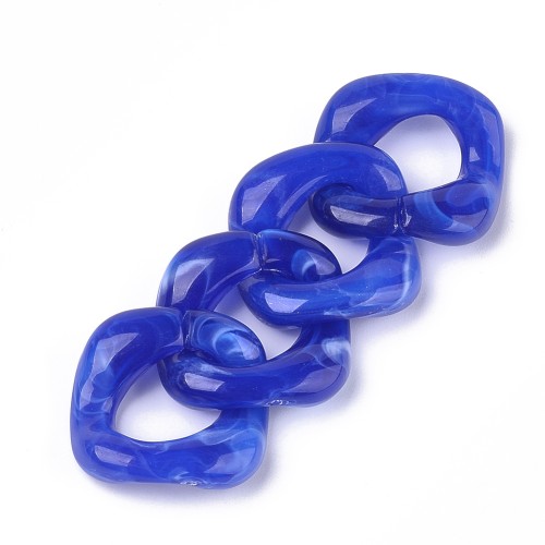 31x29mm Square twisted acrylic link - Marbled Cobalt Blue x1