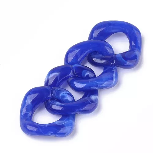 31x29mm Square twisted acrylic link - Marbled Cobalt Blue x1