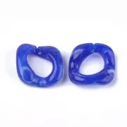 31x29mm Square twisted acrylic link - Marbled Cobalt Blue x1