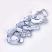 31x29mm Square twisted acrylic link - White - Marbled Grey x1