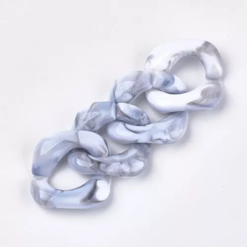 31x29mm Square twisted acrylic link - White - Marbled Grey x1