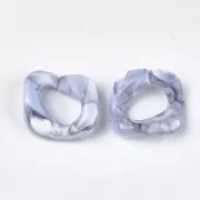 31x29mm Square twisted acrylic link - White - Marbled Grey x1