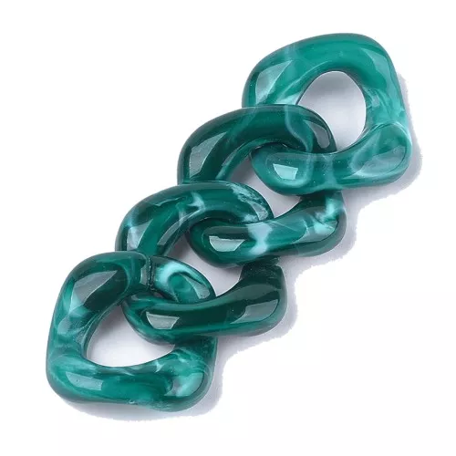 31x29mm Square twisted acrylic link - Marbled pigeon blue x1
