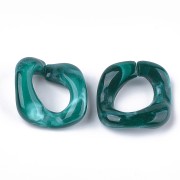 31x29mm Square twisted acrylic link - Marbled pigeon blue x1