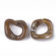 31x29mm Square twisted acrylic link - Marbled brown x1