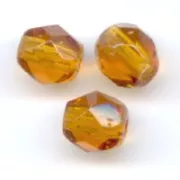 Fire Polished faceted round beads 6mm Dark Topaz  x25