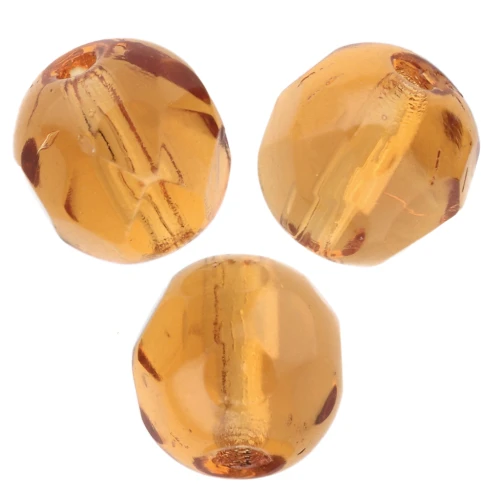 Fire Polished faceted round beads 6mm Dark Topaz x25