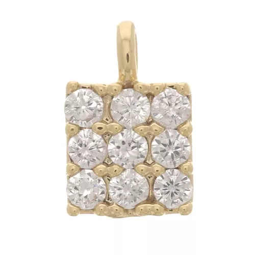 5.5x4mm Mini Square Charm with Zircon - Fine Gold Plated - Crystal x1