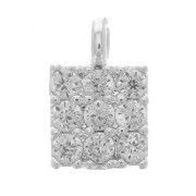 5.5x4mm Mini Square Charm with Zircon - Sterling Silver Plating - Crystal x1