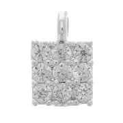 5.5x4mm Mini Square Charm with Zircon - Sterling Silver Plating - Crystal x1