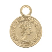 10x8mm Mini Round Charm - Coin - Fine Gold Plated x1