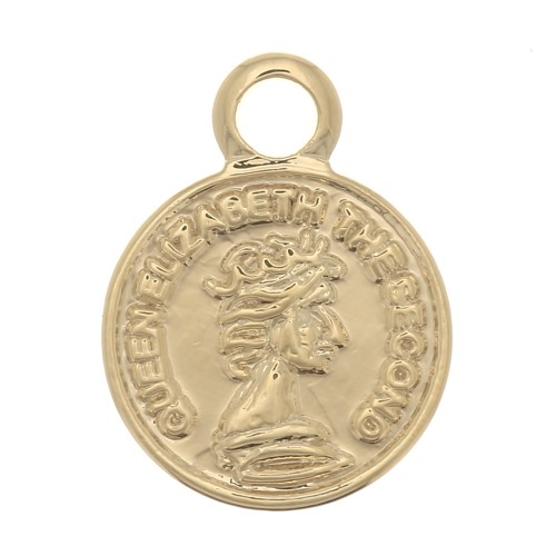 10x8mm Mini Round Charm - Coin - Fine Gold Plated x1