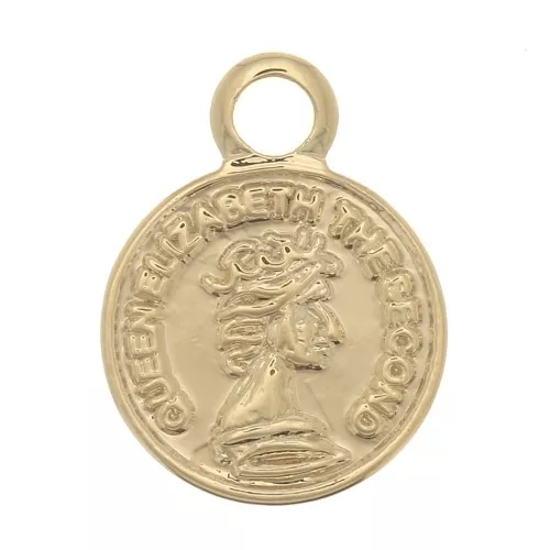 10x8mm Mini Round Charm - Coin - Fine Gold Plated x1