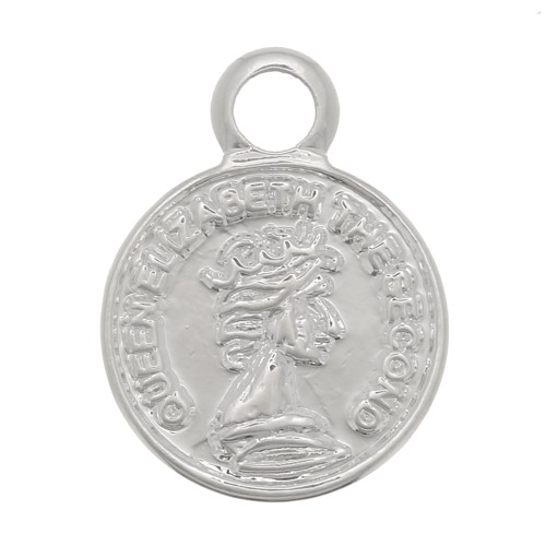 8mm Mini Round Charm - Coin - Fine Silver Plated x1