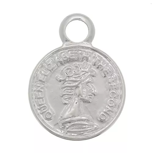 8mm Mini Round Charm - Coin - Fine Silver Plated x1