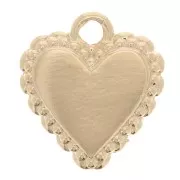 10x9mm Heart charm with small balls - Ex-Voto style - Fine Gold Plated x1