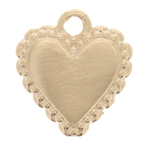 10x9mm Heart charm with small balls - Ex-Voto style - Fine Gold Plated x1