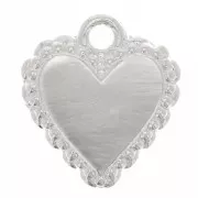 10x9mm Heart charm with small balls - Ex-Voto style - Fine Silver plating x1