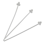 32x0.6mm 3 balls pins - Fine Silver plating x4|raw }}