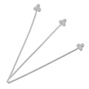 32x0.6mm 3 balls pins - Fine Silver plating x4