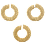 8x2mm Round Twisted Open Jump Rings - Fine Gold Plated x5