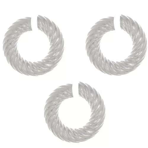 8x2mm Round Twisted Open jump Rings - Fine Silver Plating x5