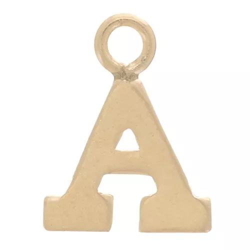 8mm Alphabet letter Charm with closed ring - A - Light Gold filled x1