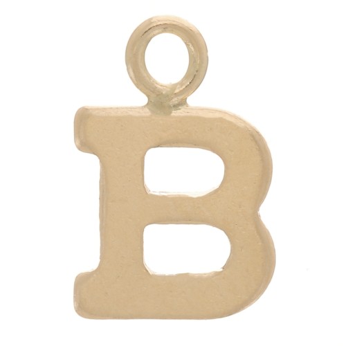 8mm Alphabet letter Charm with closed ring - B - Light Gold filled x1