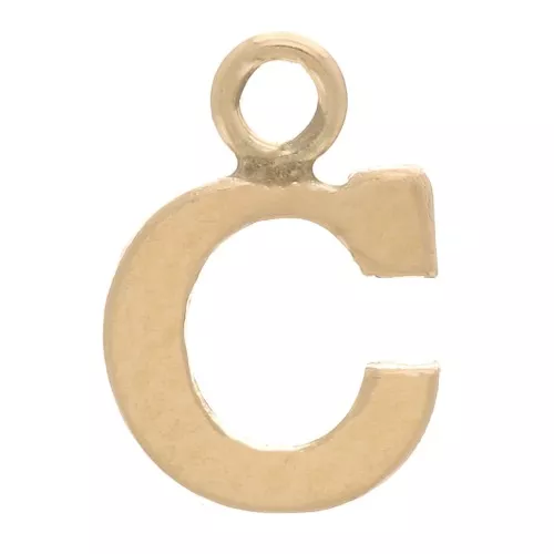 8mm Alphabet letter Charm with closed ring - C - Light Gold filled x1