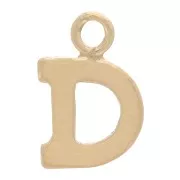 8mm Alphabet letter Charm with closed ring - D - Light Gold filled x1