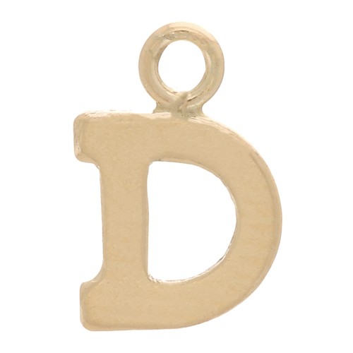 8mm Alphabet letter Charm with closed ring - D - Light Gold filled x1