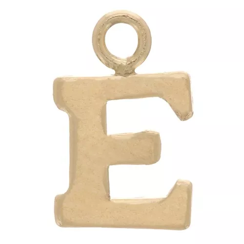 8mm Alphabet letter Charm with closed ring - E - Light Gold filled x1