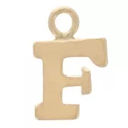 8mm Alphabet letter Charm with closed ring - F- Light Gold filled x1