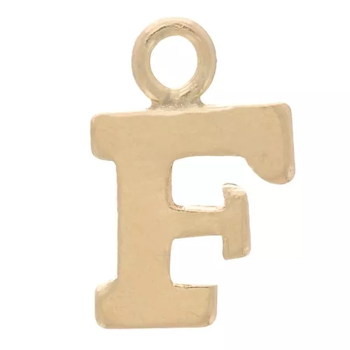8mm Alphabet letter Charm with closed ring - F- Light Gold filled x1