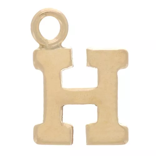 8mm Alphabet letter Charm with closed ring - H - Light Gold filled x1