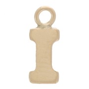 8mm Alphabet letter Charm with closed ring - I - Light Gold filled x1