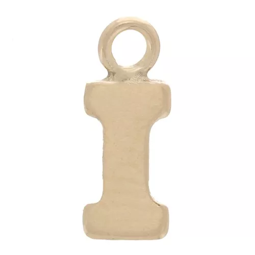 8mm Alphabet letter Charm with closed ring - I - Light Gold filled x1
