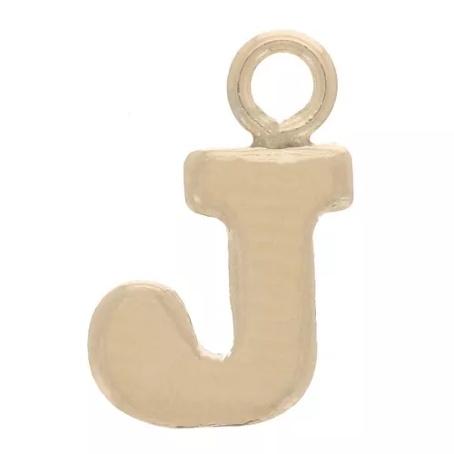 8mm Alphabet letter Charm with closed ring - J - Light Gold filled x1