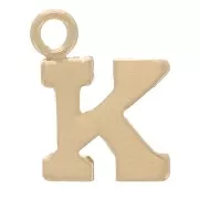 8mm Alphabet letter Charm with closed ring - K - Light Gold filled x1