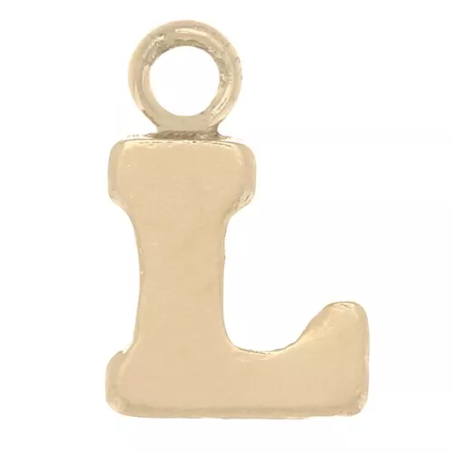 8mm Alphabet letter Charm with closed ring - L - Light Gold filled x1